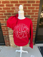 Load image into Gallery viewer, First Let Me Thank God on Red Sweatshirt
