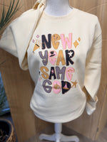Load image into Gallery viewer, New Year Same God on LAT Natural Sweatshirt
