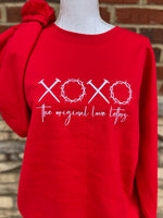 Load image into Gallery viewer, EMBROIDERED: XOXO Original Love Letters on Gildan Red
