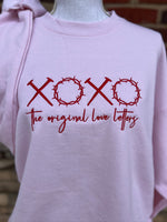 Load image into Gallery viewer, EMBROIDERED: XOXO Original Love Letters on Hanes Light Pink
