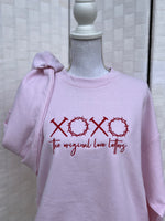 Load image into Gallery viewer, EMBROIDERED: XOXO Original Love Letters on Hanes Light Pink

