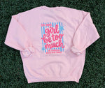 Load image into Gallery viewer, Front/Back Girl Be Too Much Esther Sweatshirt
