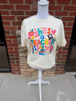 Load image into Gallery viewer, She's A Teacher I Can Tell on Gildan Softstyle Off White
