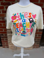 Load image into Gallery viewer, She's A Teacher I Can Tell on Gildan Softstyle Off White

