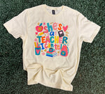 Load image into Gallery viewer, She's A Teacher I Can Tell on Gildan Softstyle Off White
