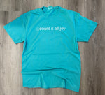 Load image into Gallery viewer, Front/Back Count It All Joy Smiley on Port &amp; Co Peacock
