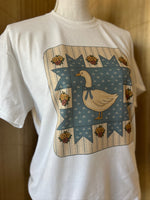 Load image into Gallery viewer, Vintage Blue Goose Quilt Block on White
