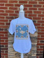 Load image into Gallery viewer, Vintage Blue Goose Quilt Block on White
