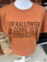 Load image into Gallery viewer, For Halloween I'm Going To Be Emotionally Stable on Tultex Heather Rust
