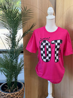 Load image into Gallery viewer, PT/OT Checkered on Gildan Softstyle Heliconia
