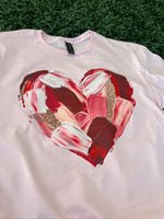 Load image into Gallery viewer, Brushstroke Heart on Gildan Softstyle Light Pink
