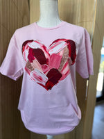 Load image into Gallery viewer, Brushstroke Heart on Gildan Softstyle Light Pink
