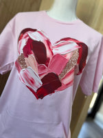 Load image into Gallery viewer, Brushstroke Heart on Gildan Softstyle Light Pink
