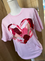 Load image into Gallery viewer, Brushstroke Heart on Gildan Softstyle Light Pink
