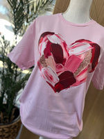 Load image into Gallery viewer, Brushstroke Heart on Gildan Softstyle Light Pink
