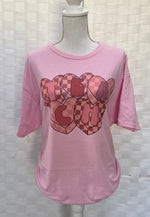 Load image into Gallery viewer, Checkered Hearts T E A C H on Pink
