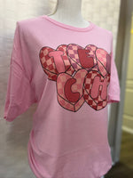 Load image into Gallery viewer, Checkered Hearts T E A C H on Pink
