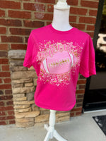 Load image into Gallery viewer, Pink Out Football on Gildan Softstyle Heliconia
