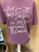 Load image into Gallery viewer, Fall For Jesus Bows on Comfort Colors Berry or Yam
