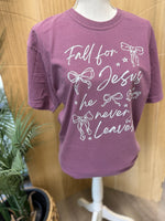Load image into Gallery viewer, Fall For Jesus Bows on Comfort Colors Berry or Yam
