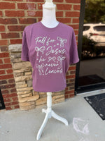 Load image into Gallery viewer, Fall For Jesus Bows on Comfort Colors Berry or Yam
