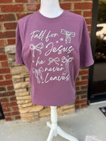 Load image into Gallery viewer, Fall For Jesus Bows on Comfort Colors Berry or Yam
