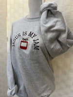 Load image into Gallery viewer, EMBROIDERED: Jesus Is My Jam on Ash Gray
