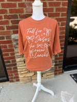 Load image into Gallery viewer, Fall For Jesus Bows on Comfort Colors Berry or Yam
