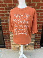 Load image into Gallery viewer, Fall For Jesus Bows on Comfort Colors Berry or Yam

