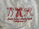 Load image into Gallery viewer, EMBROIDERED: Chosen, Holy, And Dearly Loved on Ash Gray
