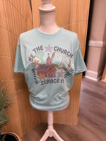 Load image into Gallery viewer, Be The Church on Tultex Heather Purist Blue
