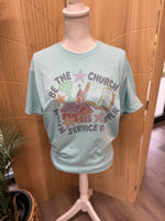 Load image into Gallery viewer, Be The Church on Tultex Heather Purist Blue
