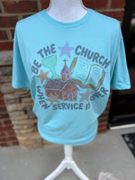 Load image into Gallery viewer, Be The Church on Tultex Heather Purist Blue
