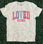 Load image into Gallery viewer, LOVED John 3:16 with Gold Outline on Cream
