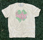 Load image into Gallery viewer, Shamrock with Pink Lucky Script on Cream

