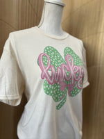 Load image into Gallery viewer, Shamrock with Pink Lucky Script on Cream
