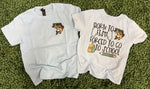 Load image into Gallery viewer, Front/Back Born To Fish on Hanes Light Blue
