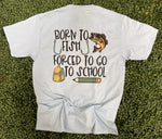 Load image into Gallery viewer, Front/Back Born To Fish on Hanes Light Blue
