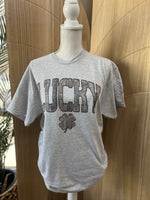 Load image into Gallery viewer, Camo Print LUCKY on Ash Gray
