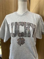 Load image into Gallery viewer, Camo Print LUCKY on Ash Gray
