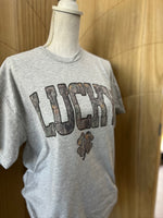 Load image into Gallery viewer, Camo Print LUCKY on Ash Gray
