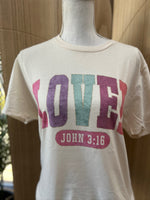 Load image into Gallery viewer, LOVED John 3:16 with Gold Outline on Cream
