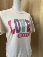 Load image into Gallery viewer, LOVED John 3:16 with Gold Outline on Cream
