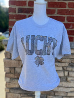 Load image into Gallery viewer, Camo Print LUCKY on Ash Gray
