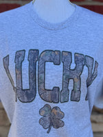 Load image into Gallery viewer, Camo Print LUCKY on Ash Gray
