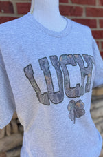 Load image into Gallery viewer, Camo Print LUCKY on Ash Gray
