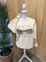 Load image into Gallery viewer, If The Good Lord's Willin And The Creek Don't Rise on Cream Sweatshirt
