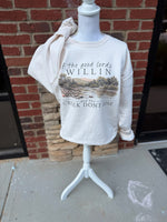 Load image into Gallery viewer, If The Good Lord's Willin And The Creek Don't Rise on Cream Sweatshirt
