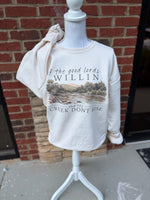 Load image into Gallery viewer, If The Good Lord's Willin And The Creek Don't Rise on Cream Sweatshirt
