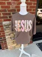 Load image into Gallery viewer, Autumn Patchwork JESUS on Comfort Colors (Shown on Espresso)

